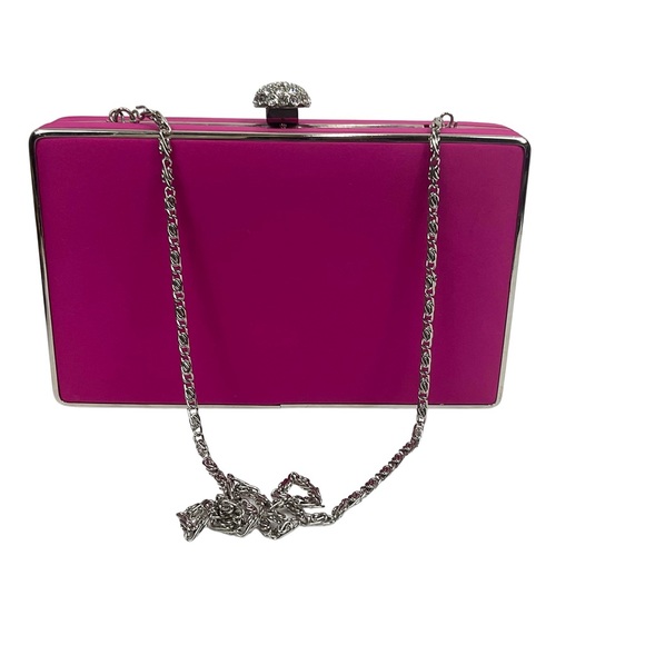 Lula Townsend Fuchsia Box Handbag with Rhinestone Closure - Picture 9 of 12